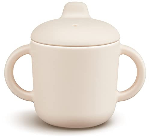 6 Months+ Sippy Cups with Handles,Small Silicone Sippy Cups Leak Proof 5oz,No Spill Sippy cups for Toddlers (Milk)