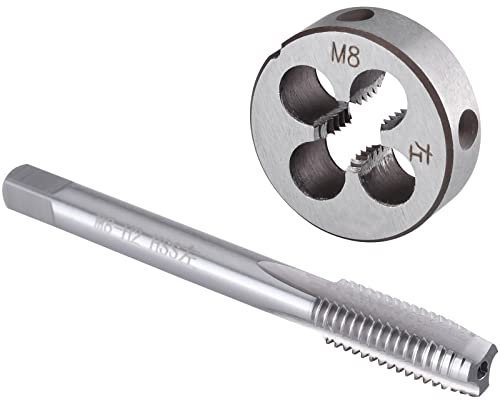 Burkit M8 X 1.25 Maschio e Die Set Mano Sinistra, M8 x 1.25 Filettatura Macchina Maschio e Fustella Rotonda