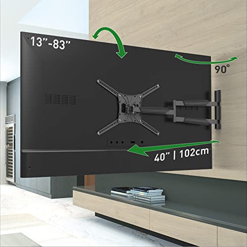 Barkan Soporte de Pared para TV de 40 Pulgadas de Largo, articulado de Movimiento Completo de 13 a 83 Pulgadas, Soporte de Pantalla Plano/Curvo de 4 Movimientos, soporta hasta 110 Libras,