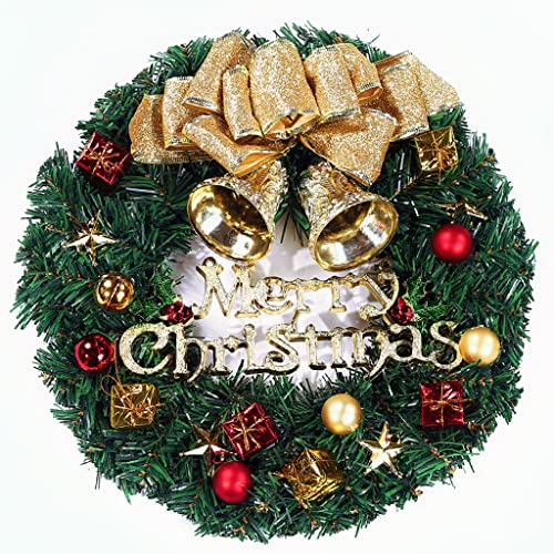 Ghirlanda di Natale da 30cm, ghirlanda per porta con palline di Natale, fiori di Natale, bacche e pigne per la porta d'ingresso, il camino e la decorazione della parete decorazione interna ed esterna