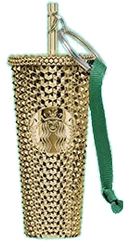 Starbucks Gold Cup Ornament Key Chain Bling Fall Winter Holiday Christmas 2022, Gold, S