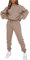 amropi Trainingsanzug Damen Pullover Sweatshirt und Jogginghose Warm Vlies Kleidungsset (Braun,L)