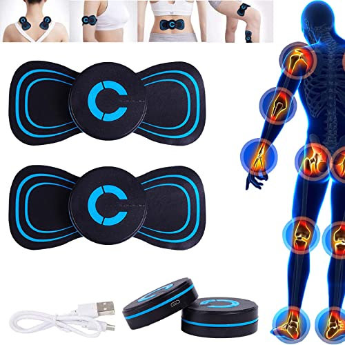 Ganzkörpermassagegerät, 5-in-1 EMS Trainingsgerät, 6 Modi Kabelloses Elektrisches Massagegerät, Linderung von Muskelschmerzenfür Brust Nacken Schulter Knie Bein-2 Pcs