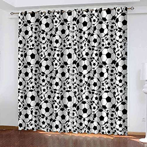 3D Schattierung Vorhänge - Schwarz-Weiß-Fußball Gardinenschal Vorhang Für Wohnzimmer Schlafzimmer Schlaufenschal Isolierung Lärmminderung Mädchen Raumdekoration 280(B)X250(H) Cm - Vorhang Für Das Ess