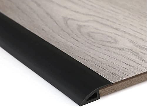 4M Black Carpet Trim Self Adhesive PVC Laminate Floor Door Doorway Transition Threshold Strip Tile Edgings Rubber Flooring Edge Strip(Cover Height Within 10mm)