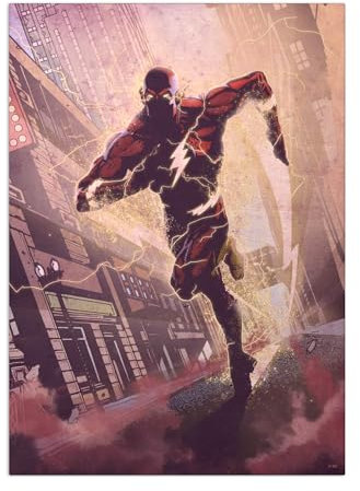Displate Offiziell DC Comics MetallPoster Magnetische Befestigung Inklusive Lizenziert Bilder Hochwertiges Poster Classic Heroes Posters - Flash 45 cm x 32 cm