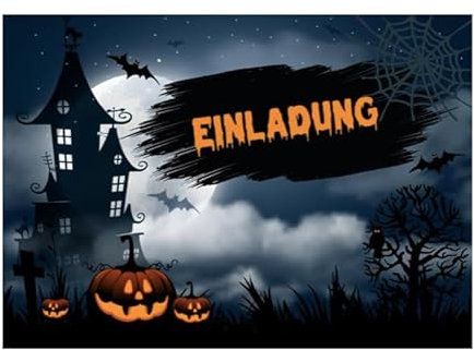 Handarbeit - Lieblingsladen 12 Premium Einladungskarten Halloweenparty + 12 Umschläge, Halloween, Postkarte 10,5x14,8cm, mit vorgedrucktem Text auf der Rückseite Einladung Karten Kinder Erwachsene