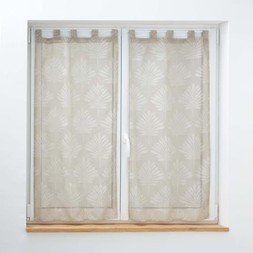 Douceur d'Intérieur, coppia di tende con passanti (2 x 60 x 90 cm) Levita, tortora, tulle operato applicato