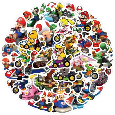 50 Stück Mario Kart Aufkleber für Teenager und Erwachsene, Vinyl, wasserfest, coole Gaming-Aufkleber für Laptop, Wasserflaschen, Skateboard, Gitarre