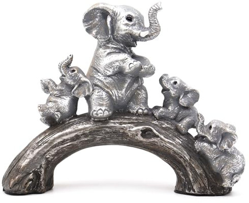 Irayin Elefanten Deko, Elefant Statue Figure, Skulptur als Deko Symbol für Freude in der Familie, Elefanten Dekoration für Büro, Wohnzimmer, Bücherregal, Schlafzimmer - Silber