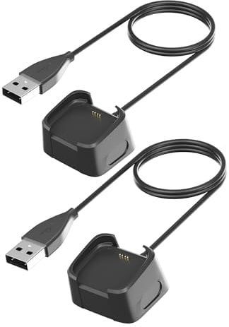 Compatible for Fitbit Versa 2 Charger Replacement USB Charging Cable Dock Stand with 3.3ft for Fitbit Versa 2 Health and Fitness Smartwatch-2 Pack