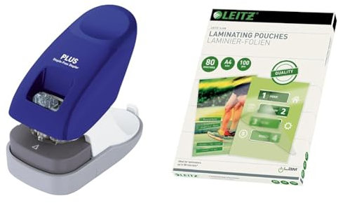 Klammerloser Hefter Schreibtischmodell & Leitz Heißlaminierfolien A4 80 mic