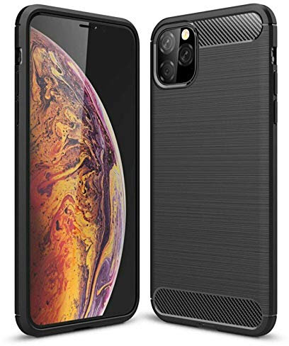CoolGadget Premium Carbon Handyhülle TPU für iPhone 11 Pro Max, stoßfest, Kratzfest, rutschfest, Anti-Fingerprint, schwarz