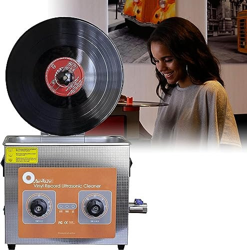 HSRG Ultrasonic Cleaner, 4L Vinyl Record Ultrasonic Cleaner, Portable Sonic Cleaner with Heating Function, 0-60 Mins Timer and Temperature Control, Clean 1-6 Vinyl Records One Time