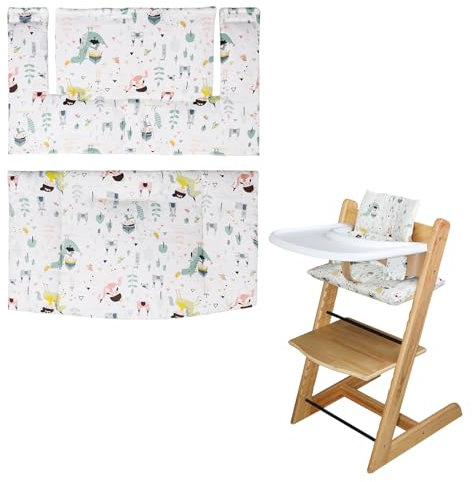 LLHQAMT Stokke Hochstuhlkissen, weich und bequem, für Stokke-Baby-Sitzbezug mit niedlicher Grafik, für Tripp Trapp Baby-Kissen macht das Sitzen des Babys sicherer und bequemer (Cartoon-Wald)