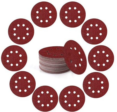 50 Stück Schleifpapier 125mm Klett Schleifscheiben Rund 8 Loch für Exzenterschleifer Exzenter Runde Schleifpapier 60 Körnung