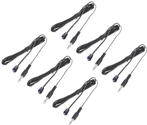 QUARKZMAN IR Infrarot Sender Sensor Empfänger,Verlängerung Kabel 4.9 Fuß Lang 3.5 mm Buchse Einzel Schwarz Kopf Pack von 6