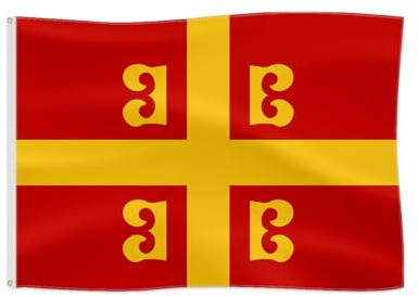 Bandiera medievale con stemma per attività all'aria aperta, bandiera storica (Impero bizantino)
