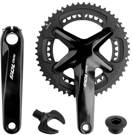 Kurbelgarnitur, Rennrad-Kurbelarme, 170 mm, 110 BCD, integrierte Hollowtech-Kurbelgarnitur, doppelte Geschwindigkeit, rundes Kettenblatt, 53/39 Zähne, 50/34 Zähne, mit Tretlager (schwarz, 50/34 Z