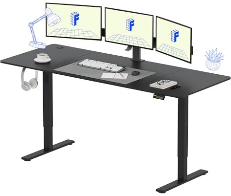FLEXISPOT Escritorio de Pie con Tablero (Negro,200×80cm), Standing Desk, Escritorio Elevable Eléctrico Ordenador Mesa Gaming Ajustable en Altura con Memoria de Altura Automática Inteligente