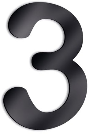 Numeros de Casa Exterior de 25 cm de altura - Señalizacion para Comercios Naves Viviendas Locales - Numeros Grandes de Metacrilato Negro Brillo (Numero 3)