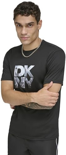 DKNY Kurzärmeliges Herren-Top, schnelltrocknend, LSF 40+, Schutz, Schwarz Multi, XX-Large