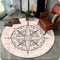 VJKFSWG Retro-Kompass-Serie, runder Teppich, runder Teppich für Wohnzimmer, Schlafzimmer, Sofa, Dekoration, rutschfeste Bodenmatte, Geschenk, 140 cm