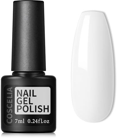COSCELIA UV Nagellack, Weiß Gel Nagellack UV LED Soak Off Gel Nail Polish Nägel Starterset 7ml CS02