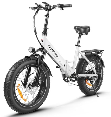 SAMEBIKE Electric Bike For Adults, 48V 13AH Removable Battery Folding Mountain Ebike Wtih High-speed Motor 20 * 4.0 inches Fat Tyre, 7 Speed Flywheels, LCD Display Instrument