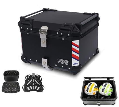 Motorradkoffer Top Case 25L 30L 36L 45L 55L 65L Heckkoffer Motorrad Kofferraum Mit Sicherheitsschloss, Für Roller, Motorrad, Mofa & Quad(Schwarz,36L)