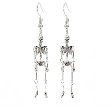TOEECY Halloween Totenkopf Ohrringe Lange Gruselige Baumelnde Totenkopf Ohrhänger Gothic Persönlichkeits Damen Ohrringe Halloween Tag der Toten Cosplay Party Schmuck Zubehör