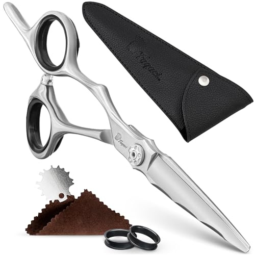 Fagaci Left Handed Scissors 6 Japanese Steel, Barber Scissors, Sharp | Convex edge for razor sharp precision, Pro-level comfort for all-day use, Retains its edge through heavy use