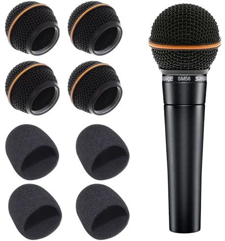 PMELCXD Set di Griglie di Ricambio per Microfono - Con Griglia in Metallo di Alta Qualità e Spugna Interna, Compatibile con Microfoni di Modello SM58, SM58S, SM58LC, SA-M30, SV100, Beta A