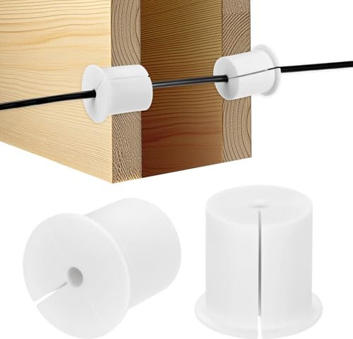 M METERXITY 2-Pz Kit Instradamento Cavi, per Foro a Parete da 1-3/8 Pollici, Passacavo Silicone, Passacavo a Parete, Boccola Copertura Foro a Parete per Cavo Ethernet [Lunghezza 38mm, Bianco]