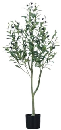 SGKOMN Künstlicher Baum für drinnen und draußen, großer Kunst-Olivenbaum, realistischer großer Olivenbaum aus Seide, künstlicher Olivenbaum für drinnen, künstliche Olivenbäume mit Zweigen(A-120cm)
