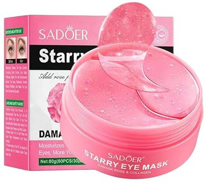 60 cuscinetti per gli occhi contro gli occhiaie, collagene, occhiaie, con collagene di aloe vera, per anti-invecchiamento (rosa)