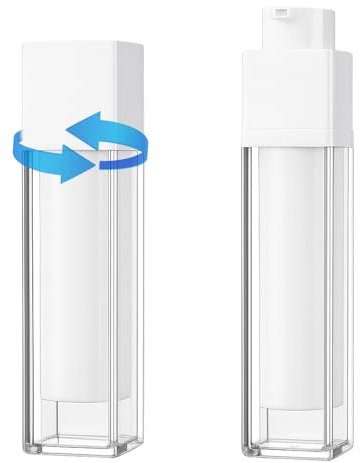 50ml Creme Behälter, Airless Pumpspender Creme Spender, Tragbarer Leere Pumpflasche für Skincare, Reise Spenderflasche, Rotierendes Design, Plastikflaschen Vakuumflasche für Kosmetik, 2 Stück