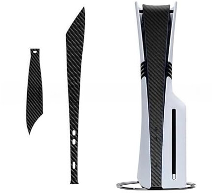 Vinyl-Schutzaufkleber, vollständige Abdeckung, staubdicht, kompatibel mit PlayStation PS5 Pro Konsole, Kohlefaser-Schwarz, 2 Stück