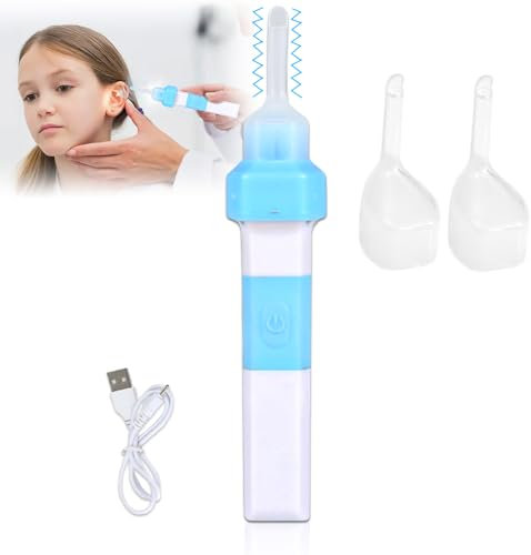 Rppiup Electric Ear Wax Removal Kit, 2025 New USB Rechargeable Ear Wax Vacuum Removal with Led Light Replaceable Tips and Carrying Case, Reusable Earwax Removal Kit Ear-Pick Clean Set for Kids Adults
