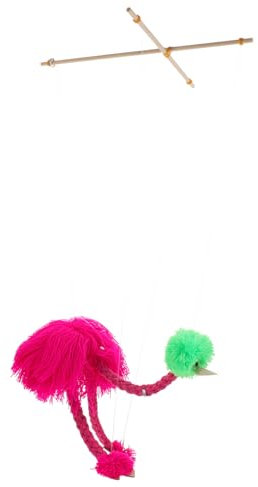 Yardwe Plüsch Strauß Marionette Mit Fadenziehung Interaktives Kinderpuppenspielzeug Für Kreatives Spiel Und Fingerfertigkeit Kindgerechtes Tierdesign in Leuchtendem Rosé