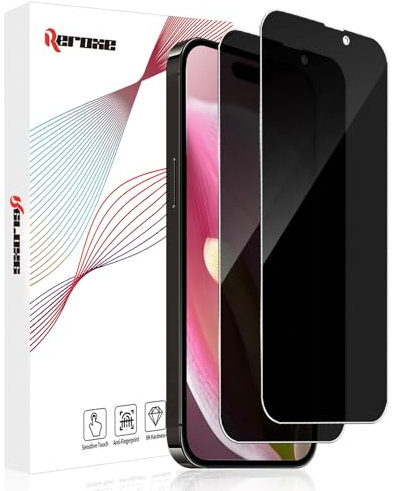 REROXE 2 Stück Schutzfolie für Panzerglas für iPhone 15/15 Pro 5G, 9H Härte Kristallklar iPhone 15 Sichtschutzfolie, Anti-Kratzer Bläschenfrei iPhone 15 Pro Privacy Sichtschutz