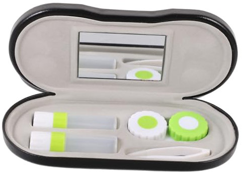 VALICLUD Lenses and Glasses Case Black Compact Portable Lens and Eyeglass Case Travel Storage Kit for Lens Users