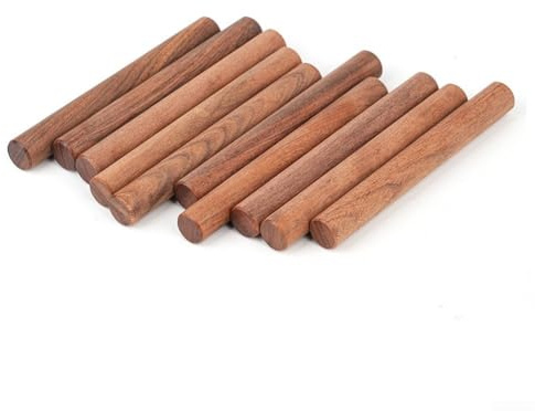 Pumixiy Rundzapfen-Set für Massivholz, natürliches Hartholz, Dübelstangen für Heimwerker, Holzbearbeitungsprojekte, Möbelherstellung, 8 mm, 10 mm, 12 mm Durchmesser, 100 mm Länge (12 mm Rosenholz)