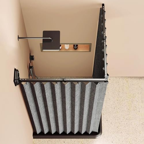 PQVMZQEMQ Faltbare Duschvorhangstange zur Wandmontage, Duschvorhangstange mit Saugnäpfen ohne Bohren, ausziehbare Spannstange, Vorhangstange für Türrahmen, Küche (Stil 3,4-Fach 180 x 180 cm)