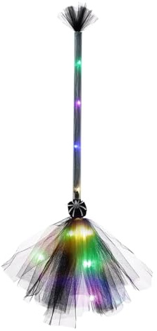 Pavsicgn Hexenbesen Für Kinder, Kleinkinder, Halloween-Hexenbesen Mit LED-Licht, Hexen besens, Cosplay-Requisiten-Zubehör