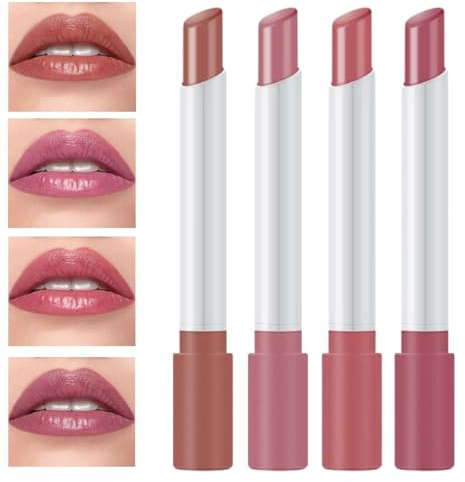 4pcs Lip Gloss Set with Lip Oil & Plumper,Long Lasting Lip Stain & Tinted Balm,Clear Nude Lip Gloss for Women,Hydrating Lip Glow Oil Set,Long Lasting Moisturizing Lip Stain for Women
