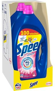 SPEE Gel Color (2x100 Waschladungen), Flüssigwaschmittel mit 4 in 1 Formel, Waschmittel vereint Reinheit, Strahlkraft, Frische & Nachhaltigkeit, 20° - 60° C