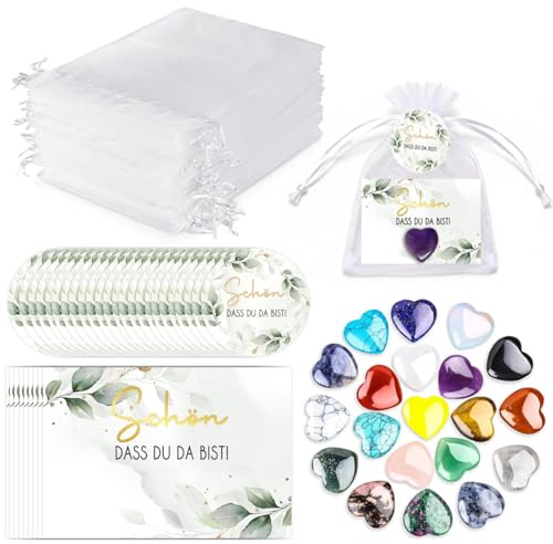 Gastgeschenke Hochzeit 24 Set, Schön Dass Du Da Bist Gastgeschenk, Herz Steine, Taufe Geschenk für Gäste, Steine Gastgeschenke für Hochzeit, Gäste, Taufe, Kommunion, Konfirmation