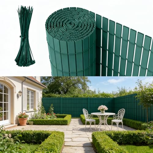 Ferzone Canisse PVC 120x300cm Brise Vue, Canisse PVC Corrosion et Aux Intempéries, Brise Vue Balcon Renforcement, Canisses Anti-moisissure Résistant aux UV, Intimité pour Jardin Terrasse (Vert)