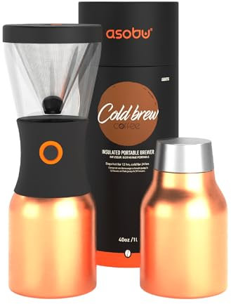 ASOBU Caffettiera Portatile a Freddo con Caraffa in Acciaio 40 OZ Isolato in Rame (Copper)